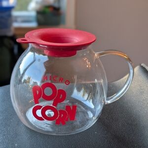 Glass Popcorn Maker with Red Lid